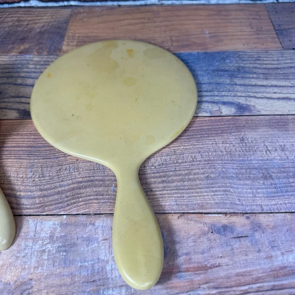 Vtg Vanity Set Mirror Brush Bakelite Celluloid 1920's Natural Bristles Antique‎